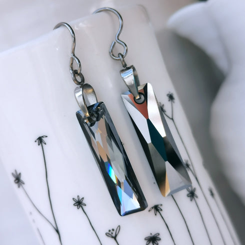 Silver Night Crystal Titanium Long Drops