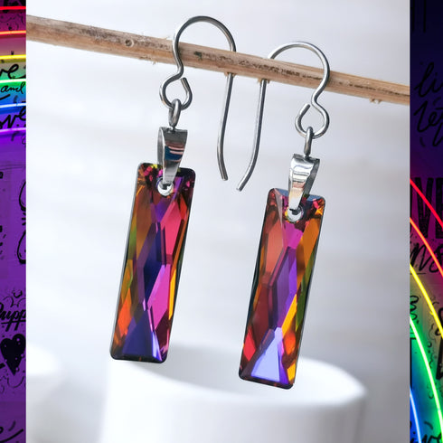 Volcano Rainbow Crystal Titanium Long Drops