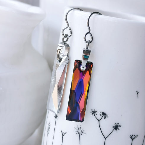Volcano Rainbow Crystal Titanium Long Drops