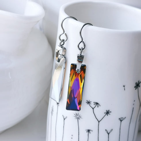 Volcano Rainbow Crystal Titanium Long Drops