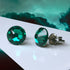 Emerald Green Crystal Titanium Earrings, 6.5mm