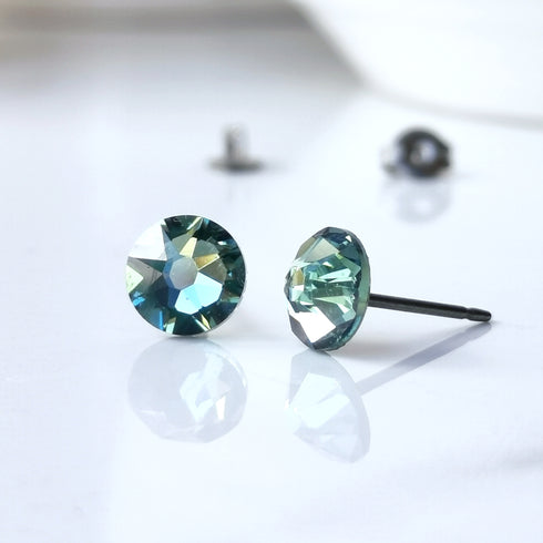 Green Erinite Crystal Titanium Earrings, 6.5mm