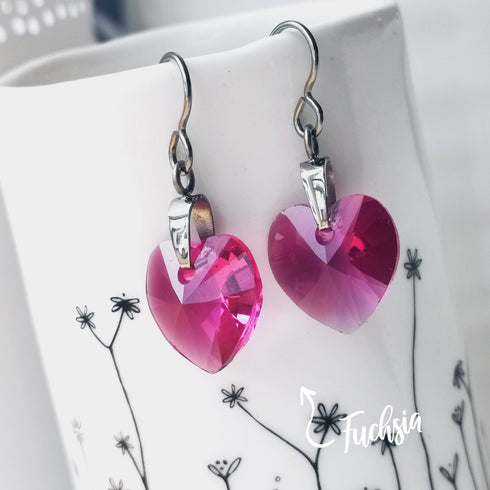 Pink Fuchsia Crystal Titanium Drop Earrings