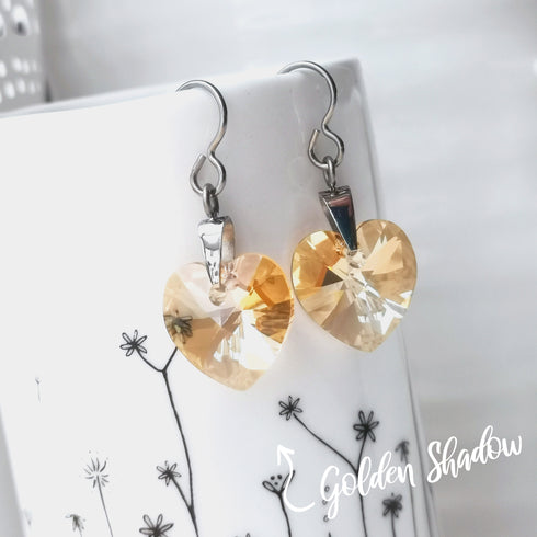 Golden Shadow Crystal Titanium Drop Earrings