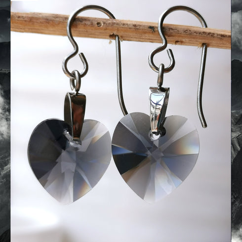 Graphite Crystal Titanium Drop Earrings