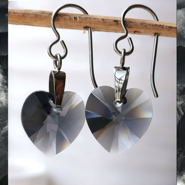 Graphite Crystal Titanium Drop Earrings