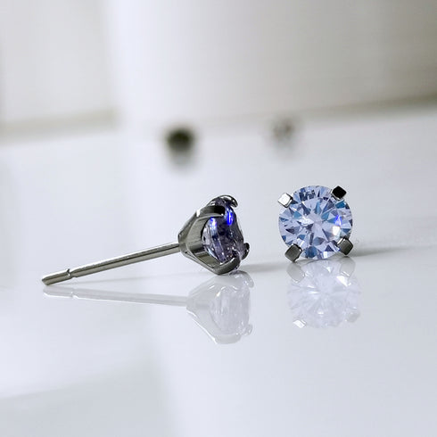 Lavender Cubic Zirconia Titanium Earrings
