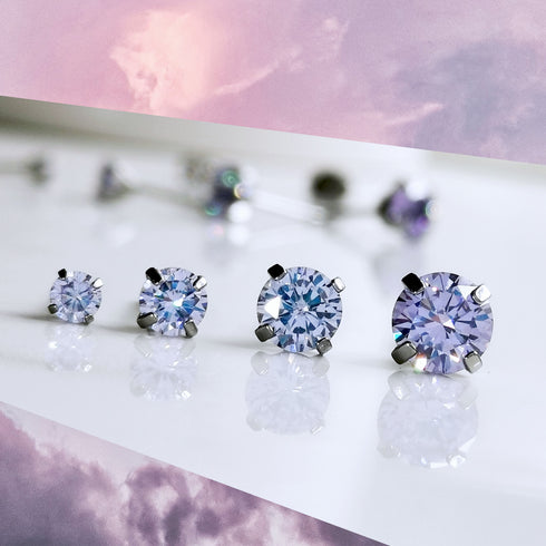 Lavender Cubic Zirconia Titanium Earrings