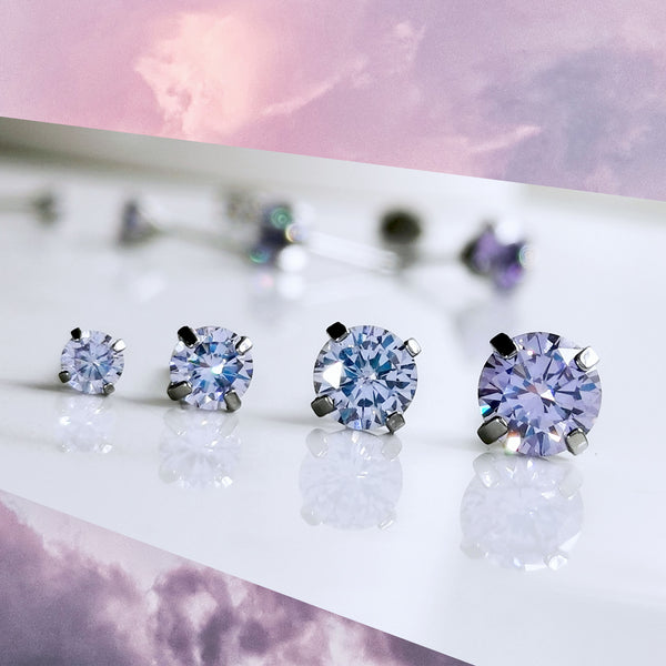 Lavender Cubic Zirconia Titanium Earrings