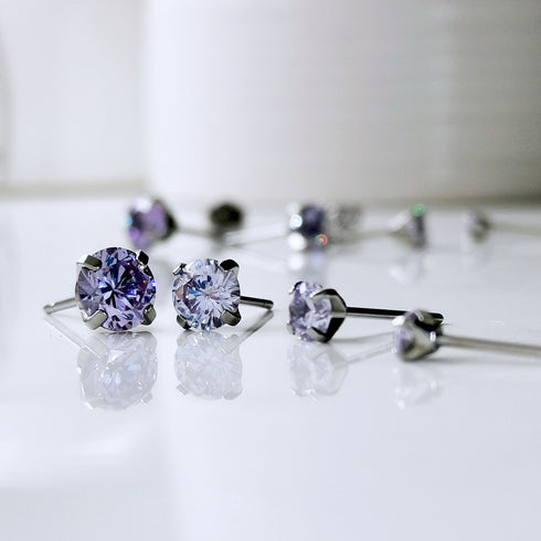 Lavender Cubic Zirconia Titanium Earrings
