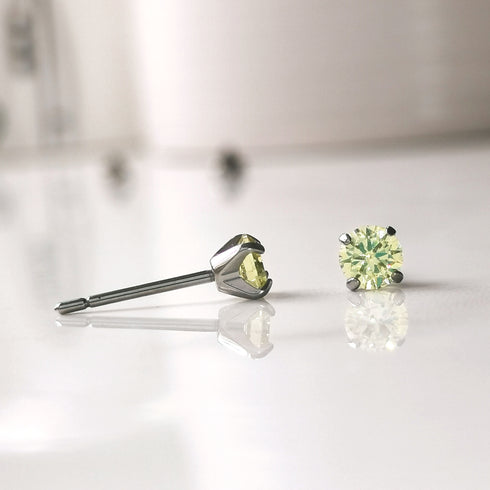Light Yellow Cubic Zirconia Titanium Earrings