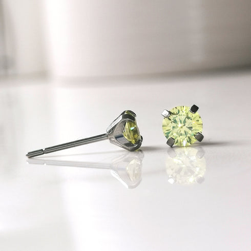 Light Yellow Cubic Zirconia Titanium Earrings