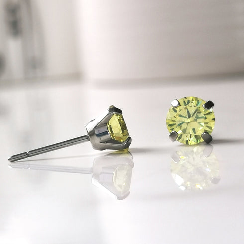 Light Yellow Cubic Zirconia Titanium Earrings