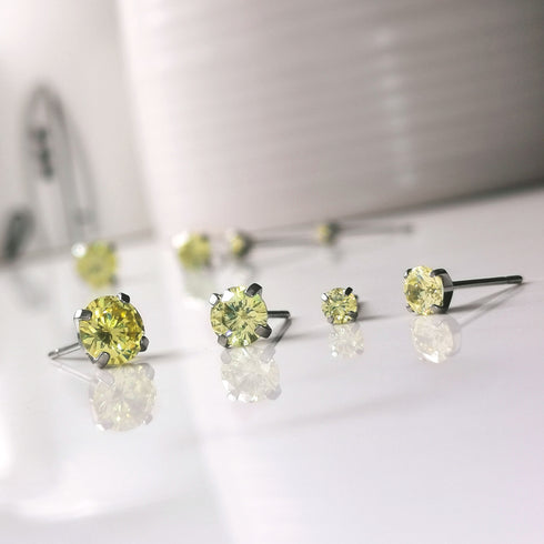 Light Yellow Cubic Zirconia Titanium Earrings