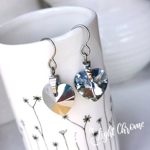 Light Chrome Crystal Titanium Drop Earrings