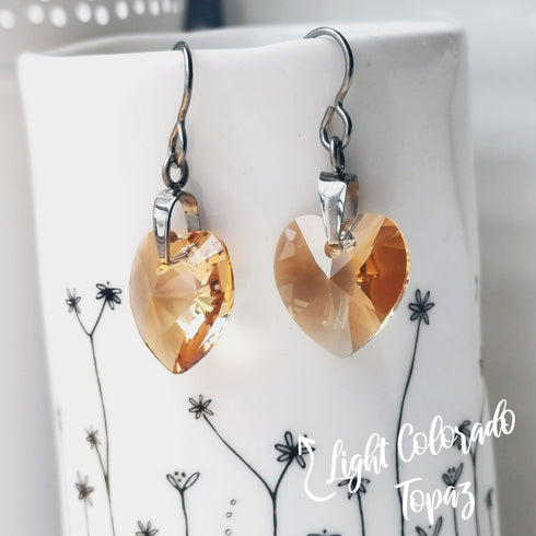 Light Colorado Topaz Crystal Titanium Drop Earrings