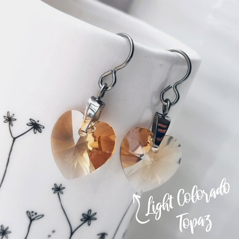 Light Colorado Topaz Crystal Titanium Drop Earrings