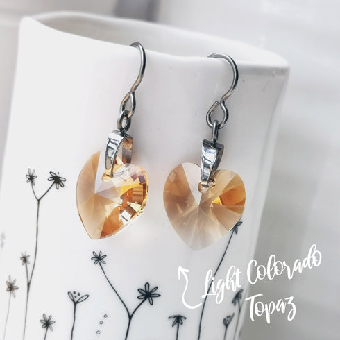 Light Colorado Topaz Crystal Titanium Drop Earrings