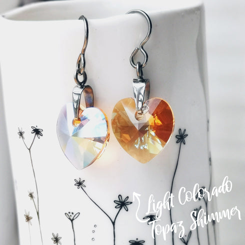 Light Colorado Topaz Crystal Titanium Drop Earrings