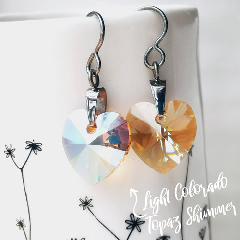 Light Colorado Topaz Crystal Titanium Drop Earrings