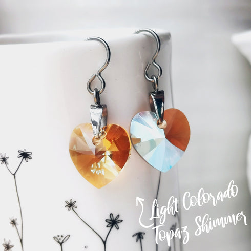 Light Colorado Topaz Crystal Titanium Drop Earrings