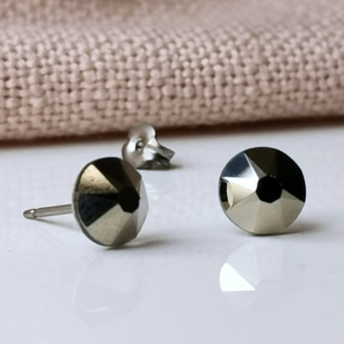 Bronze Crystal Titanium Earrings, 6.5mm