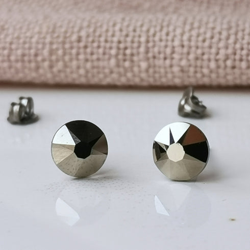 Bronze Crystal Titanium Earrings, 6.5mm