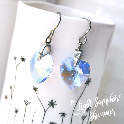 Light Sapphire Blue Crystal Titanium Drop Earrings