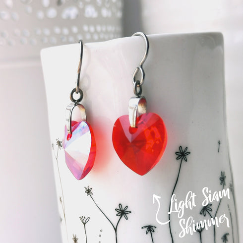 Light Siam Red Crystal Titanium Drop Earrings