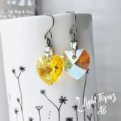 Sunshine Yellow Crystal Titanium Drop Earrings