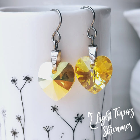 Sunshine Yellow Crystal Titanium Drop Earrings