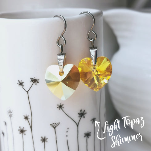 Sunshine Yellow Crystal Titanium Drop Earrings