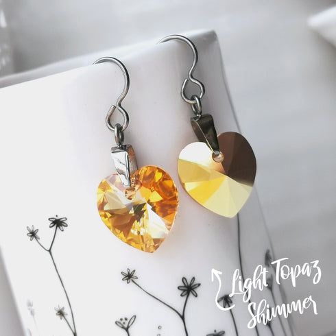 Sunshine Yellow Crystal Titanium Drop Earrings