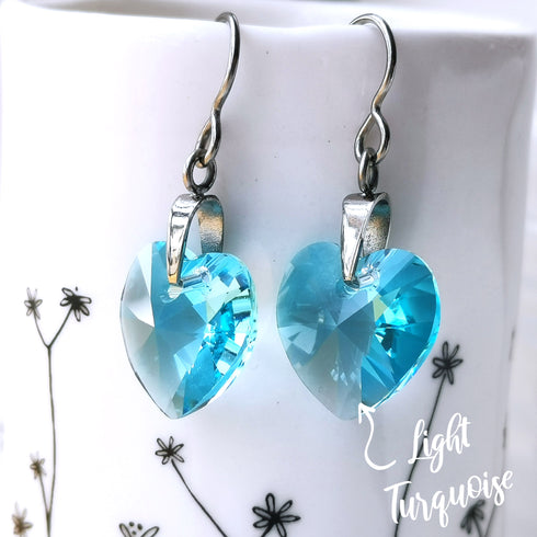 Light Turquoise Crystal Titanium Drop Earrings