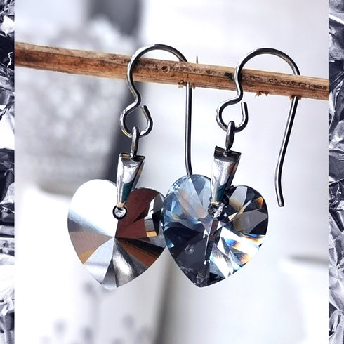 Light Chrome Crystal Titanium Drop Earrings