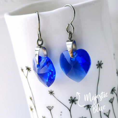 Majestic Royal Blue Crystal Titanium Drop Earrings