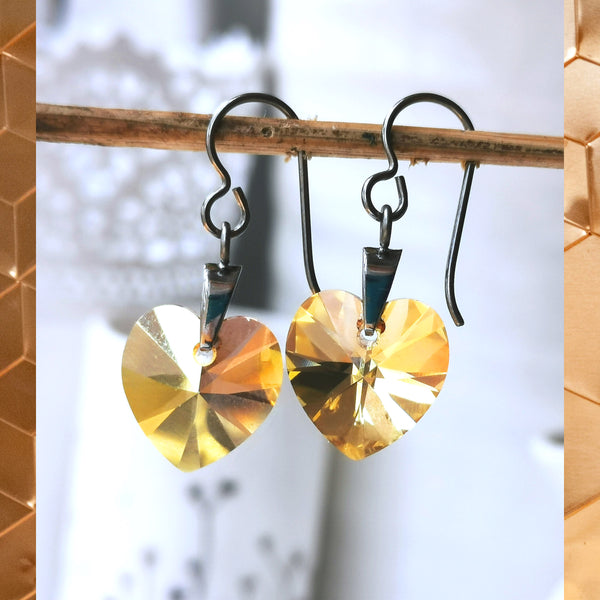 Metallic Sunshine Crystal Titanium Drop Earrings