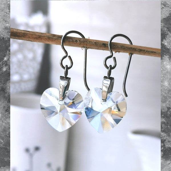 Clear Moonlight Crystal Titanium Drop Earrings