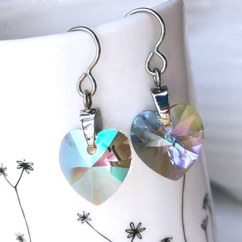Rainbow Paradise Crystal Titanium Drop Earrings