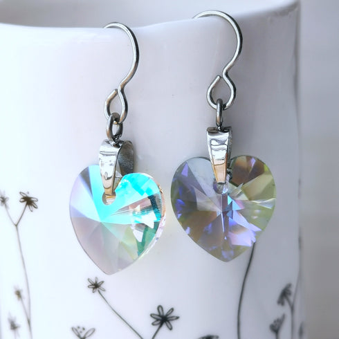 Rainbow Paradise Crystal Titanium Drop Earrings
