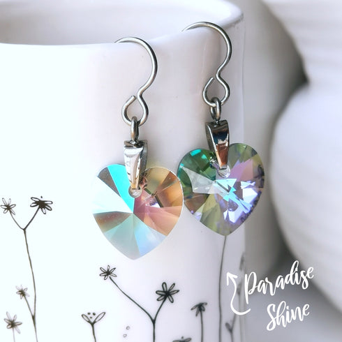 Rainbow Paradise Crystal Titanium Drop Earrings