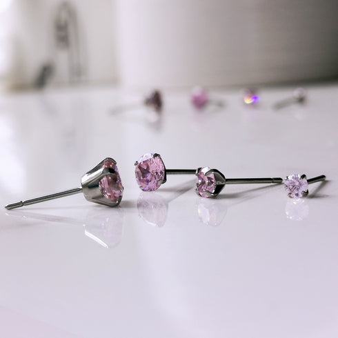 Light Pink Cubic Zirconia Titanium Earrings