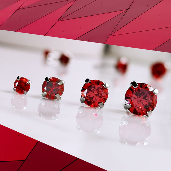 Red Cubic Zirconia Titanium Earrings