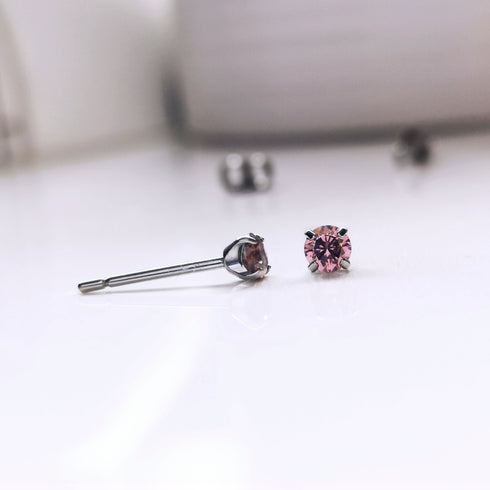 Peach Pink Cubic Zirconia Titanium Earrings
