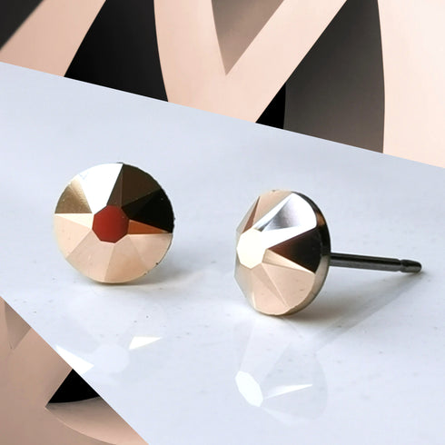 Rose Gold Crystal Titanium Earrings, 6.5mm