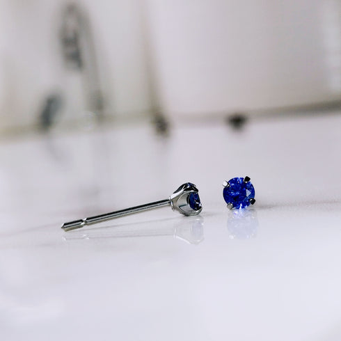 Sapphire Blue Cubic Zirconia Titanium Earrings