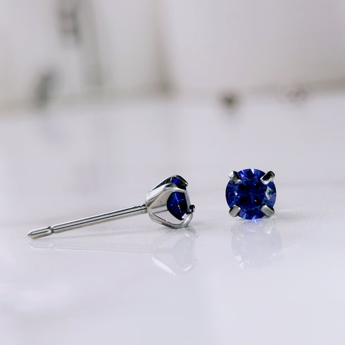 Sapphire Blue Cubic Zirconia Titanium Earrings