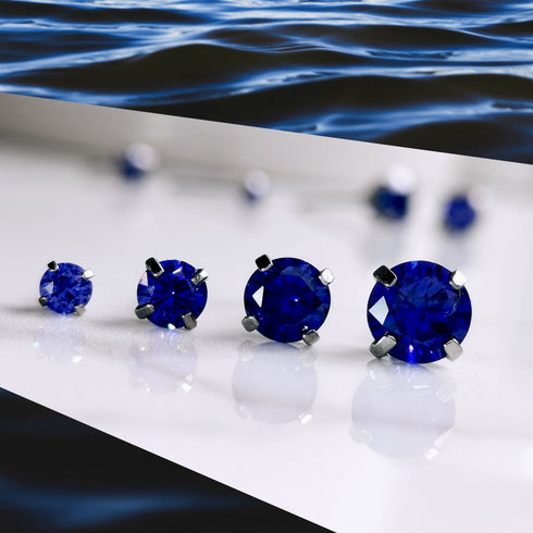 Sapphire Blue Cubic Zirconia Titanium Earrings