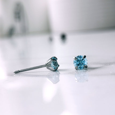 Sky Blue Cubic Zirconia Titanium Earrings