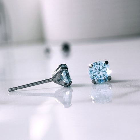 Sky Blue Cubic Zirconia Titanium Earrings